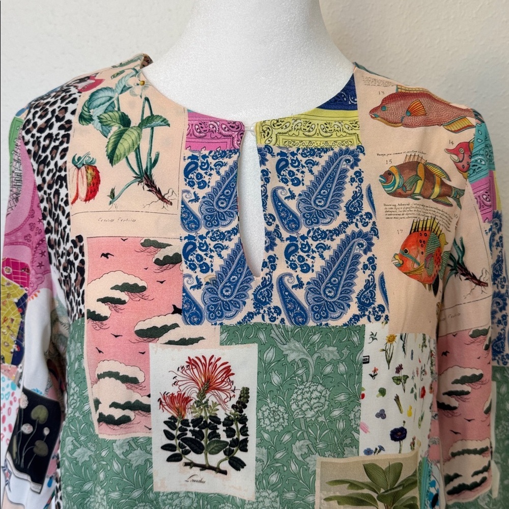 Vilagallo Multicolor Patchwork Patterned 3/4 Slee… - image 2